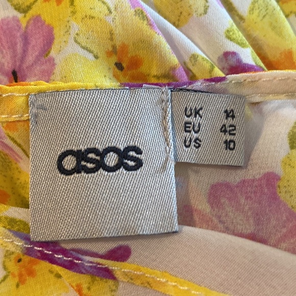 ASOS White Floral Lined Drop Waist Open Back Sweetheart Neckline Fairycore Dress - Picture 6 of 8